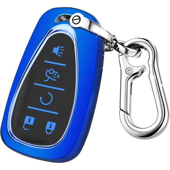 Key Fob Cover Compatible with Chevrolet Equinox Malibu Camaro Traverse Blazer Cruze Volt Bolt Sonic Trax Tahoe Keychain Case Holder Protector,Blue