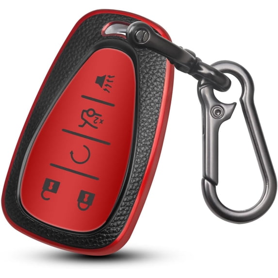 Key Fob Cover Compatible with Chevrolet Equinox Malibu Trailblazer Traverse Volt Bolt Keychain Case Holder Protector,Red