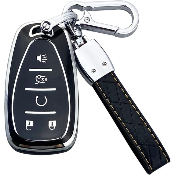 Key Fob Cover Compatible with Chevy Camaro Cruze Equinox Malibu Traverse Blazer Volt Bolt Sonic Trax Keychain Case Holder Protector,Black