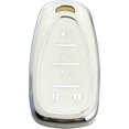 thumbnail image 1 of Key Fob Cover Compatible with Chevy Camaro Cruze Equinox Malibu Traverse Blazer Volt Bolt Sonic Trax Keychain Case Holder Protector,White-single Set, 1 of 6