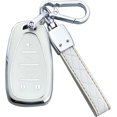 thumbnail image 1 of Key Fob Cover Compatible with Chevy Camaro Cruze Equinox Malibu Traverse Blazer Volt Bolt Sonic Trax Keychain Case Holder Protector,White, 1 of 7