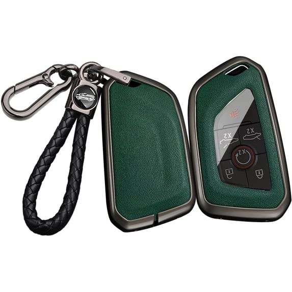 Key Fob Cover Compatible with Chevrolet Corvette C8 2020-2026 6 Button Metal Key Shell Keychain Case Holder Protector,Gunmetal-Green