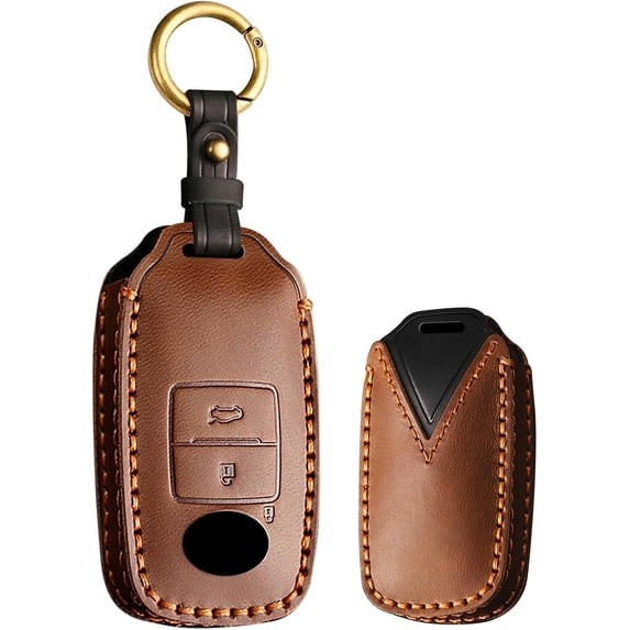 Key Fob Cover Compatible with Daihatsu Toyota Yaris Ativ Raize Veloz Avanza Rush Perodua 3 Button Keychain Case Holder Protector,3 Button-brown