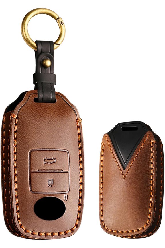 Key Fob Cover Compatible with Daihatsu Toyota Yaris Ativ Raize Veloz Avanza Rush Perodua 3 Button Keychain Case Holder Protector,3 Button-brown