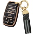 thumbnail image 1 of Key Fob Cover Compatible with Dodge RAM 1500 2500 TRX Challenger Charger Durango Hornet 2021-2026 Keychain Case Holder Protector,A Black, 1 of 8