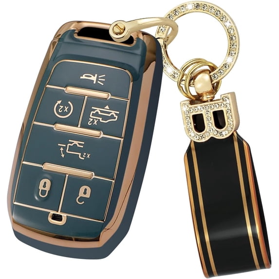 Key Fob Cover Compatible with Dodge RAM 1500 2500 TRX Challenger Charger Durango Hornet 2021-2026 Keychain Case Holder Protector,B Gray