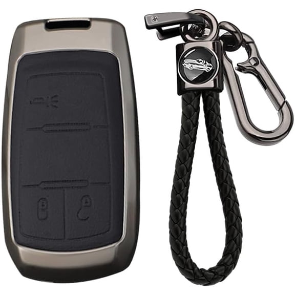 Key Fob Cover Compatible with Dodge Ram 1500 2500 3500 4500 5500 2019-2025 3 Button Leather Keychain Case Holder Protector,3 Buttons Black