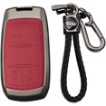 thumbnail image 1 of Key Fob Cover Compatible with Dodge Ram 1500 2500 3500 4500 5500 2019-2025 3 Button Leather Keychain Case Holder Protector,3 Buttons Red, 1 of 9