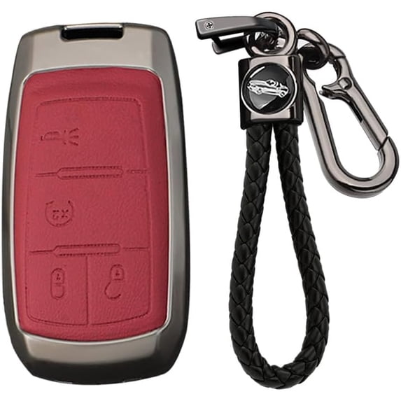 Key Fob Cover Compatible with Dodge Ram 1500 2500 3500 4500 5500 2019-2025 3 Button Leather Keychain Case Holder Protector,4 Buttons a Red