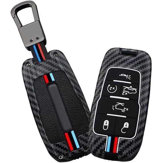Key Fob Cover Compatible with Dodge Ram 1500 2500 3500 4500 5500 2019-2025 5 6 Button Metal Keychain Case Holder Protector