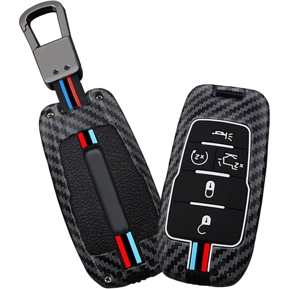Key Fob Cover Compatible with Dodge Ram 1500 2500 3500 4500 5500 2019-2025 5 6 Button Metal Keychain Case Holder Protector