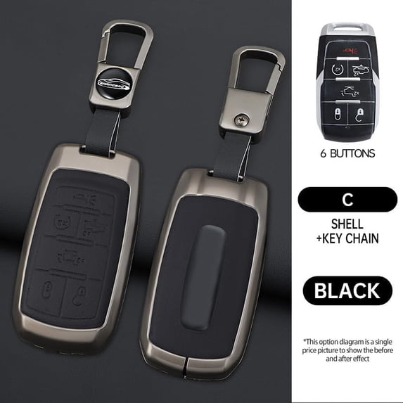 Key Fob Cover Compatible with Dodge Ram 1500 2500 3500 4500 5500 2019-2026 6 Button Metal Keychain Case Holder Protector,6 Buttons Black