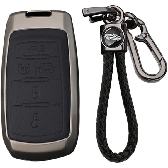 Key Fob Cover Compatible with Dodge Ram 1500 2500 3500 4500 5500 2022-2025 5 Button Leather Keychain Case Holder Protector,5 Buttons A Black