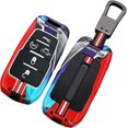 thumbnail image 1 of Key Fob Cover Compatible with Dodge Ram 1500 2500 3500 4500 5500 2022-2026 5 Button Metal Keychain Case Holder Protector,5 Buttons B Keychain Red, 1 of 9