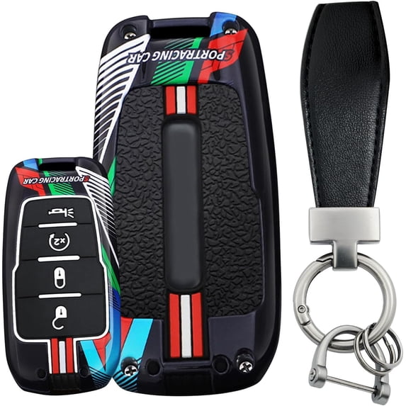 Key Fob Cover Compatible with Dodge Ram 1500 2500 3500 4500 5500 2022-2026 5 Button Metal Keychain Case Holder Protector