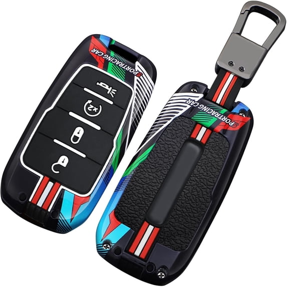 Key Fob Cover Compatible with Dodge Ram 1500 2500 3500 4500 5500 2022-2026 5 Button Metal Keychain Case Holder Protector