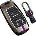 thumbnail image 1 of Key Fob Cover Compatible with Dodge Ram 1500 limited 2500 3500 4500 5500 2021-2026 4 Button Metal Keychain Case Holder Protector,A-3 Buttons Black, 1 of 9
