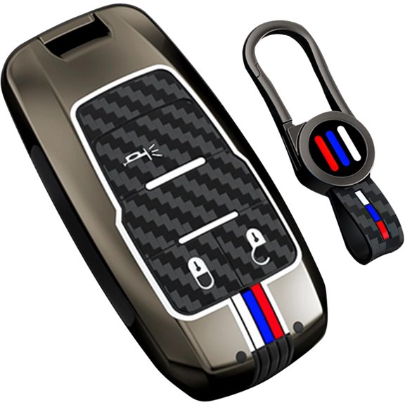 Key Fob Cover Compatible with Dodge Ram 1500 limited 2500 3500 4500 5500 2021-2026 4 Button Metal Keychain Case Holder Protector,A-3 Buttons Black