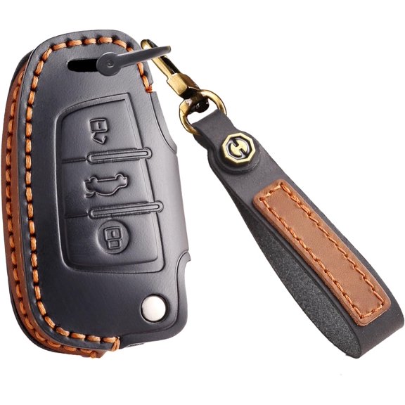 Key Fob Cover Compatible with Fit for Audi A1 A3 A4 A5 A6 A6L TT TTS 3 Button Leather Car Key Protector Keychain Case Holder Protector