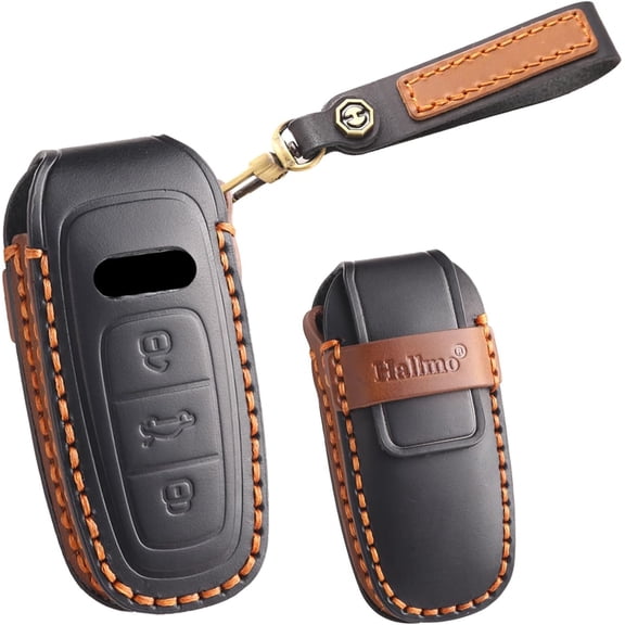 Key Fob Cover Compatible with Fit for Audi A4 A3 A6 Q5 Q7 TT R8 S5 SQ5 2018-2024 Leather Smart Remote Keychain Case Holder Protector