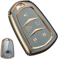 thumbnail image 1 of Key Fob Cover Compatible with Fit for Cadillac Escalade ATS CTS CT6 STS SRX XT5 Keychain Case Holder Protector,Gray, 1 of 7