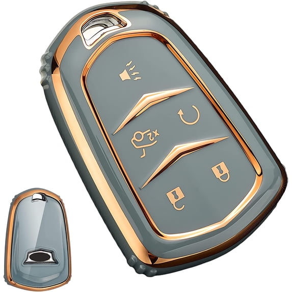 Key Fob Cover Compatible with Fit for Cadillac Escalade ATS CTS CT6 STS SRX XT5 Keychain Case Holder Protector,Gray