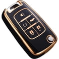 thumbnail image 1 of Key Fob Cover Compatible with Fit for Chevy Equinox Camaro Cruze Malibu Sonic Buick Terrain Keychain Case Holder Protector,5 Buttons Black, 1 of 7