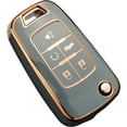 thumbnail image 1 of Key Fob Cover Compatible with Fit for Chevy Equinox Camaro Cruze Malibu Sonic Buick Terrain Keychain Case Holder Protector,5 Buttons Gray, 1 of 7