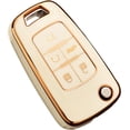 thumbnail image 1 of Key Fob Cover Compatible with Fit for Chevy Equinox Camaro Cruze Malibu Sonic Buick Terrain Keychain Case Holder Protector,5 Buttons Ivory, 1 of 7