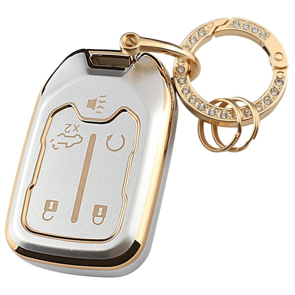 Key Fob Cover Compatible with Fit for Chevy Silverado Suburban Tahoe GMC Sierra Terrain Acadia Yukon 5 Buttons Smart Keychain Case Holder Protector
