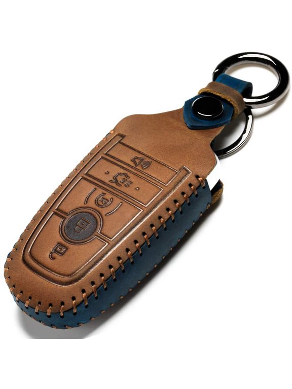 Key Fob Cover Compatible with Fit for Ford Fusion Explorer Escape Edge Mustang Raptor F150 F250 F350 F450 F550 Keychain Case Holder Protector,A-Brown