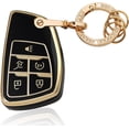 thumbnail image 1 of Key Fob Cover Compatible with Fit for GMC Yukon Denali Sierra Chevy Silverado Suburban Tahoe Buick Keychain Case Holder Protector,Black,  Keyring, 1 of 6