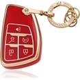thumbnail image 1 of Key Fob Cover Compatible with Fit for GMC Yukon Denali Sierra Chevy Silverado Suburban Tahoe Buick Keychain Case Holder Protector,Red,  Keyring, 1 of 6