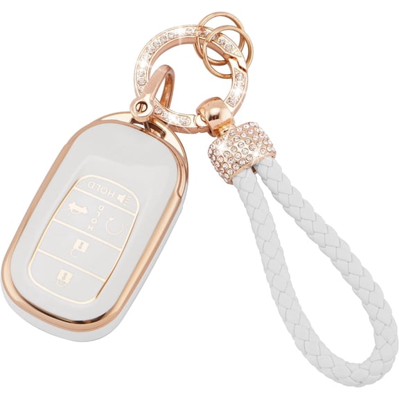 Key Fob Cover Compatible with Fit for Honda Odyssey 2018-2024, 7 Buttons Soft TPU, Keys Shells, Keychain Case Holder Protector,White,Hod-5R