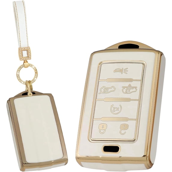 Key Fob Cover Compatible with Fit for Jeep Grand Cherokee Wagoneer L 2021-2023 TPU Keychain Case Holder Protector