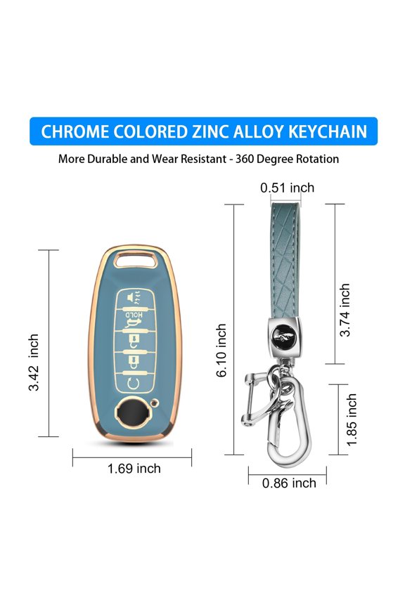Key Fob Cover Compatible with Fit for Nissan Pathfinder Rogue 2023-2024 5 Button Metal Keychain Case Holder Protector