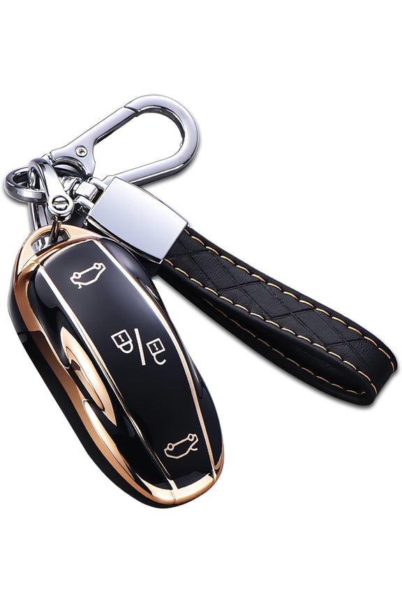 Key Fob Cover Compatible with Fit for Tesla Model X Keychain Case Holder Protector,Black,Size B-model X