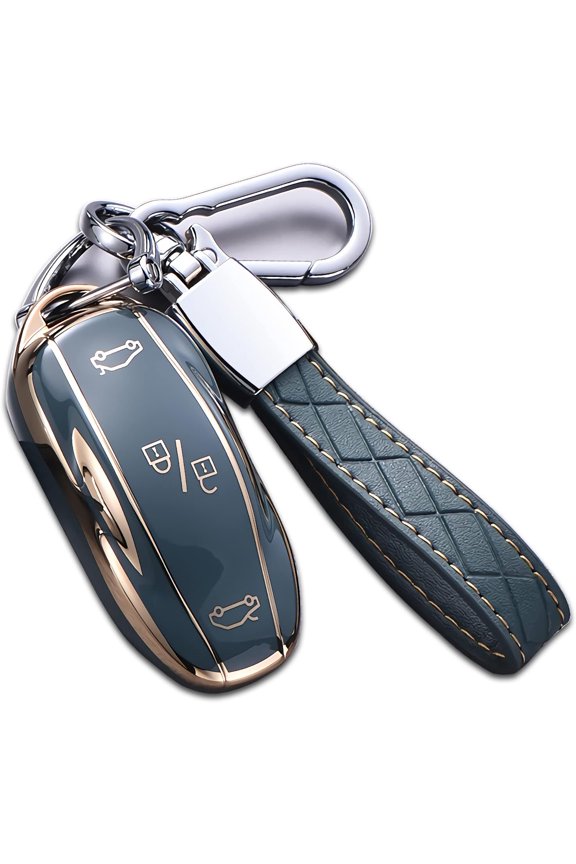 Key Fob Cover Compatible with Fit for Tesla Model X Keychain Case Holder Protector,Grey,Size B-model S
