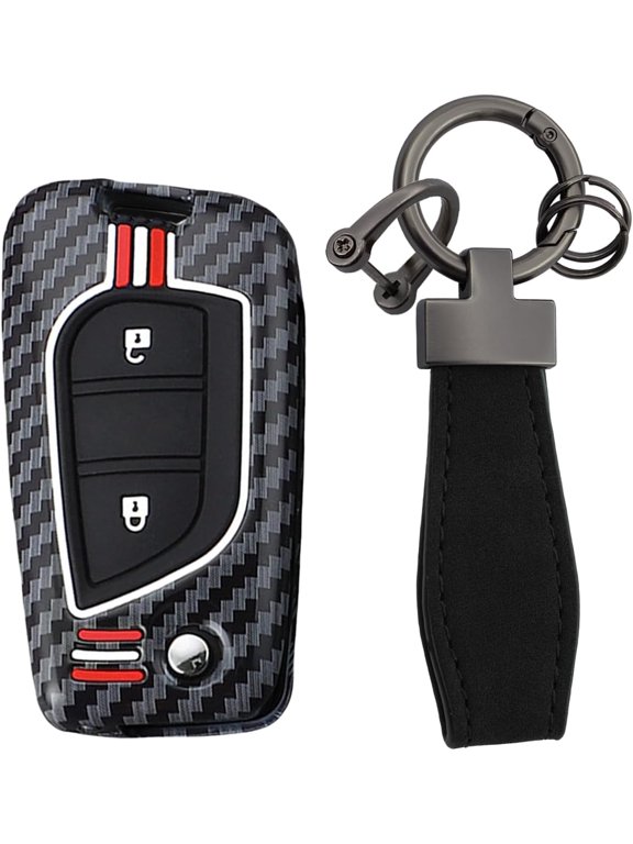 Key Fob Cover Compatible with Fit for Toyota Auris Prius Corolla Altis Avensis Verso Yaris Aygo Camry RAV4 Highlander Fortuner Keychain Case,1