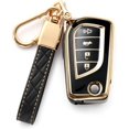 thumbnail image 1 of Key Fob Cover Compatible with Fit for Toyota RAV4 Corolla Camry Keychain Case Holder Protector,Black-a, 1 of 5