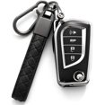 thumbnail image 1 of Key Fob Cover Compatible with Fit for Toyota RAV4 Corolla Camry Keychain Case Holder Protector,Black-b, 1 of 5