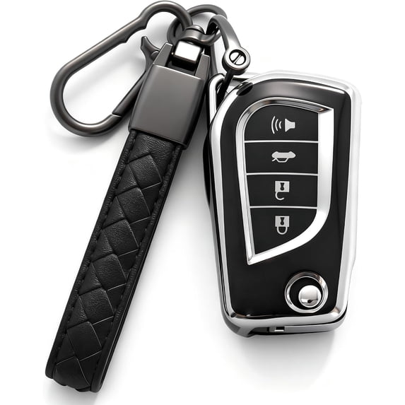 Key Fob Cover Compatible with Fit for Toyota RAV4 Corolla Camry Keychain Case Holder Protector,Black-b