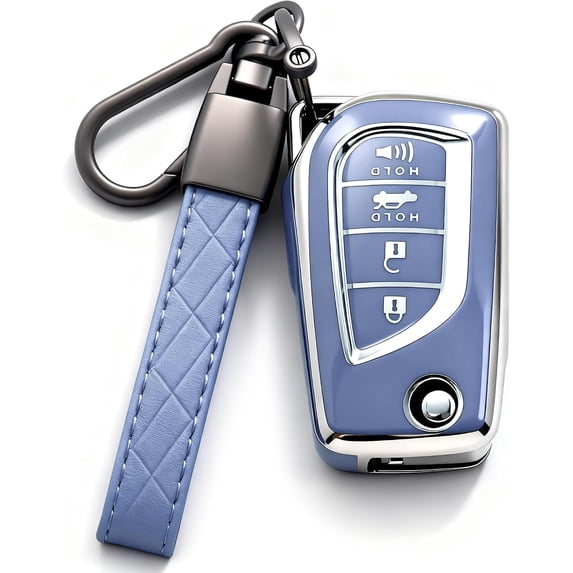 Key Fob Cover Compatible with Fit for Toyota RAV4 Corolla Camry Keychain Case Holder Protector,Blue-b
