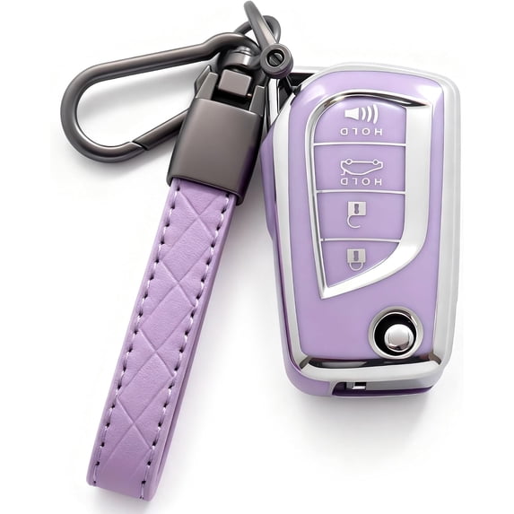 Key Fob Cover Compatible with Fit for Toyota RAV4 Corolla Camry Keychain Case Holder Protector,Purple-b