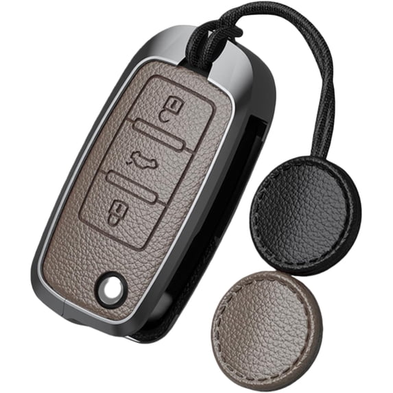 Key Fob Cover Compatible with Fit for Volkswagen Flip Key Keychain Case Holder Protector,Brown