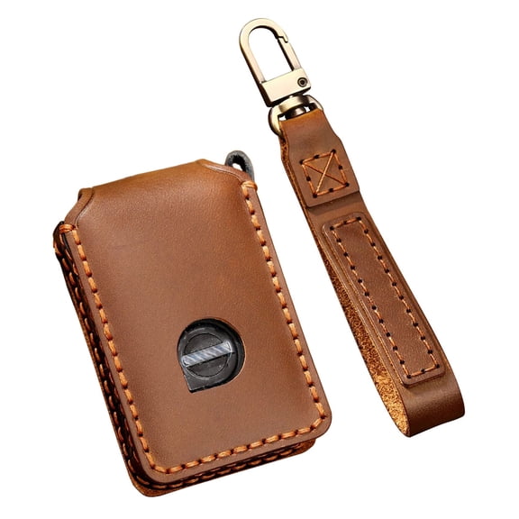 Key Fob Cover Compatible with Fit for Volvo XC60 XC90 S90 V90 2019-2021 Leather Keyless Entry Keychain Case Holder Full Protection Shell