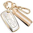 thumbnail image 1 of Key Fob Cover Compatible with Ford Fusion Bronco F-150 F-250 F-350 F-450 F-550 Ranger Figo Keychain Case Holder Protector,Gold-Blue, 1 of 7