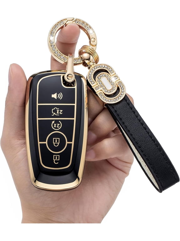 Key Fob Cover Compatible with Ford Fusion Mustang F-150 Explorer 2013-2017 5 Button TPU Keychain Case Holder Protector,Model-a(black)