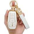 thumbnail image 1 of Key Fob Cover Compatible with Ford Fusion Mustang F-150 Explorer 2013-2017 5 Button TPU Keychain Case Holder Protector,Model-b(white), 1 of 4