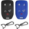 thumbnail image 1 of Key Fob Cover Compatible with GMC Sierra 1500 2500HD 3500HD Chevrolet Silverado 2021-2025 Keychain Case Holder Protector,Black/Blue, 1 of 6